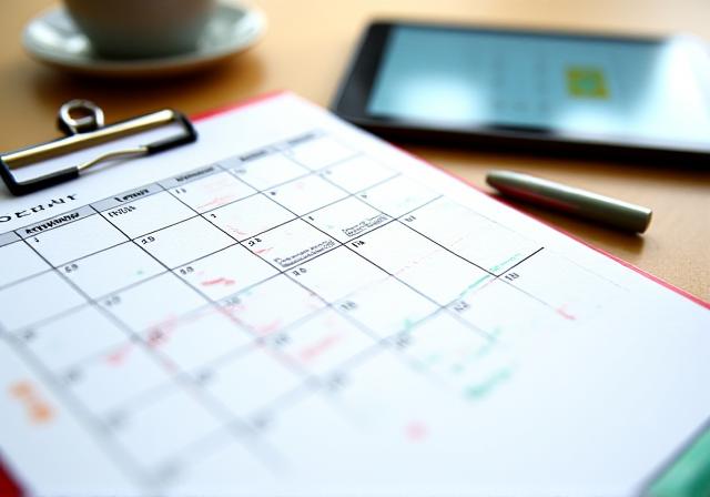 Calendar with marked lawn care days